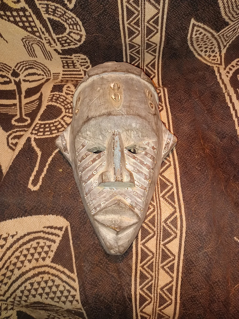 Handcrafted Gray Tribal Wall Mask - Decorative Home Wall Decor